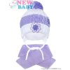 Zimná detská čiapočka so šálom New Baby kvietočky fialová Fialová 104 (3-4r)