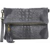 Mondo Italia Kožená kabelka krokodíl 630 tmavošedá Šedá Mondo Italia Kožená kabelka krokodíl 630 tmavošedá Šedá