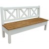 Rustikálna lavica SWEET HOME BAX25 s úložným priestorom Barevné provedení: Bílá - světle hnědá medová lak, Délka: 180 cm Rustikálna lavica SWEET HOME BAX25 s úložným priestorom Barevné provedení: Bílá - světle hnědá medová lak, Délka: 180 cm