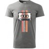 Retro kazeta - pruhy - Klasické pánske tričko vyššej gramáže - XS ( Tmavosivý melír ) Retro kazeta - pruhy - Klasické pánske tričko vyššej gramáže - XS ( Tmavosivý melír )