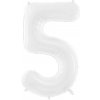 PartyDeco Fóliový balón Číslo 5 biely 86cm
