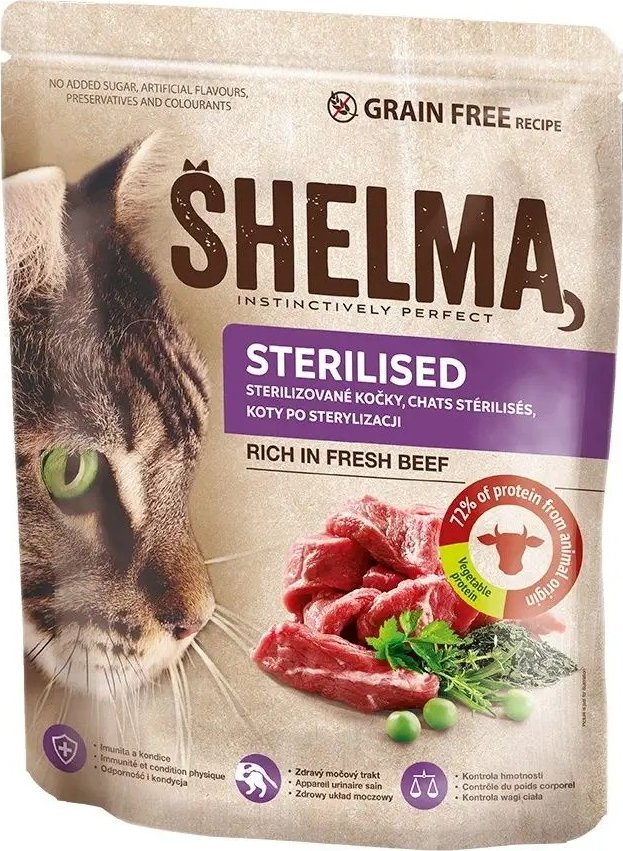 Shelma hovädzie mäso pre sterilizované mačky 1,4 kg