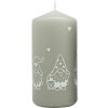Vianočná sviečka valec s potlačou 5,8 x 12 cm sivá Vianočná sviečka valec s potlačou 5,8 x 12 cm sivá