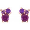 Šperky eshop - Náušnice z 9K ružového zlata - kamienky v rôznych veľkostiach, rodolit, africký a brazílsky ametyst S1GG43.18 Šperky eshop - Náušnice z 9K ružového zlata - kamienky v rôznych veľkostiach, rodolit, africký a brazílsky ametyst S1GG43.18