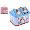 Teddies Pokladnička domeček plechová se zámkem 12x11cm 2 barvy v sáčku