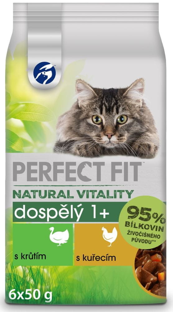 Perfect fit Natural Vitality s krůtím s kuřecím pro dospělé kočky 12 x 6 x 50 g