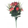 Ruža & Alstromeria & Karafiát x18 kytica červená 50cm umelá Ruža & Alstromeria & Karafiát x18 kytica červená 50cm umelá