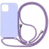 SES Gumový ochranný kryt so šnúrkou na krk pre Apple iPhone 16 - fialová 17362