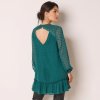 Tunika z vyšívaného voálu tmavozelená 040 Blancheporte Tunika z vyšívaného voálu tmavozelená 040 Blancheporte