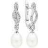 Silvego Strieborné náušnice Lisa s pravou bielou perlou a Brilliance Zirconia GRP22522EW Silvego Strieborné náušnice Lisa s pravou bielou perlou a Brilliance Zirconia GRP22522EW