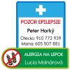 Nálepky s informáciami o zdravotnom stave dieťaťa a kontaktnými údajmi rodičov Nálepky s informáciami o zdravotnom stave dieťaťa a kontaktnými údajmi rodičov