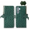 Peňaženkové kožené puzdro Ostrich Pattern na Samsung Galaxy A25 5G - Zelená Peňaženkové kožené puzdro Ostrich Pattern na Samsung Galaxy A25 5G - Zelená