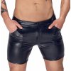 Noir Handmade H068 Mid-Length Shorts of Snake Wetlook with Back Pockets Noir Handmade H068 Mid-Length Shorts of Snake Wetlook with Back Pockets