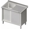 Stůl s jednokomorovým dřezem z levé strany, posuvné dveře 1300x600x850 mm | STALGAST, 980756130 inox Stůl s jednokomorovým dřezem z levé strany, posuvné dveře 1300x600x850 mm | STALGAST, 980756130 inox