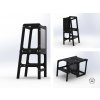TetisWood učiaca veža 2v1 stolík stolička a kriedová tabuľa čierna