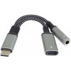 PremiumCord Redukce USB-C /3,5mm jack s DAC chipem + USB-C pro nabíjení 13cm 8592220022891 PremiumCord Redukce USB-C /3,5mm jack s DAC chipem + USB-C pro nabíjení 13cm 8592220022891
