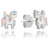 MINET Svietiace farebné strieborné náušnice JEDNOROŽCI MINET Svietiace farebné strieborné náušnice JEDNOROŽCI