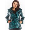 Prešívané dámske bundy zelenej farby s vysokým golierom, A384 L/XL Prešívané dámske bundy zelenej farby s vysokým golierom, A384 L/XL