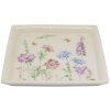 Chic Antique Krémový antik keramický podnos s kvetmi Papillon Blossom 21*21*2 cm