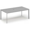 Rokovací stôl PRIMO INVITATION, 200x100 cm, sivá + stolná zásuvka TYP III, strieborná Rokovací stôl PRIMO INVITATION, 200x100 cm, sivá + stolná zásuvka TYP III, strieborná