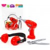 Lean Toys súprava náradia v červenej farbe s vŕtačkou