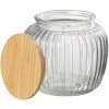 Sklenená transparentná dóza s vrúbkovaným dekorovaním a bambusovým poklopom 14,5 x 14,5 x 14 cm Jolipa 43752 Sklenená transparentná dóza s vrúbkovaným dekorovaním a bambusovým poklopom 14,5 x 14,5 x 14 cm Jolipa 43752