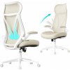 Ergonomická kancelárska stolička s nastaviteľnou výškou a sklápacími opierkami rúk, béžová Ergonomická kancelárska stolička s nastaviteľnou výškou a sklápacími opierkami rúk, béžová