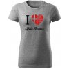 T-ričko I Love Alfa Romeo dámske tričko Farba trička: Tmavosivá, Farba potlače: Čierna, Veľkosť: M T-ričko I Love Alfa Romeo dámske tričko Farba trička: Tmavosivá, Farba potlače: Čierna, Veľkosť: M