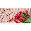 Vodorovné Sklenené hodiny na stenu Tulipány srdce 60x30 cm Vodorovné Sklenené hodiny na stenu Tulipány srdce 60x30 cm