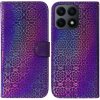 Peňaženkové kožené puzdro Colorful Pattern na Honor X8a - Fialová Peňaženkové kožené puzdro Colorful Pattern na Honor X8a - Fialová
