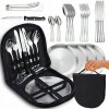 Turistický riad, príbory, taniere, kempingový survival set pre 4 osoby, 19 dielna XL sada Turistický riad, príbory, taniere, kempingový survival set pre 4 osoby, 19 dielna XL sada