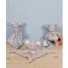 Doudou et Compagnie Paris Doudou Darčeková sada - Plyšová myška s dečkou z BIO bavlny 15 cm zeleno-biela Doudou et Compagnie Paris Doudou Darčeková sada - Plyšová myška s dečkou z BIO bavlny 15 cm zeleno-biela