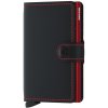 Kožené púzdro na karty SECRID Miniwallet Matte Black-Red čierna s červeným prešívaním