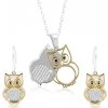 Šperky eshop - Sada zo striebra 925, dvojitá sovička v striebornej a zlatej farbe SP85.15 Šperky eshop - Sada zo striebra 925, dvojitá sovička v striebornej a zlatej farbe SP85.15