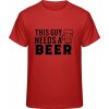 Premium Tričko - Nápis - Tento chlap potrebuje Pivo - Ohnivá červená - XS - Pánske Premium Tričko - Nápis - Tento chlap potrebuje Pivo - Ohnivá červená - XS - Pánske
