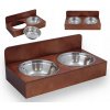 MISKA PRE PSA SO STOJANOM NA MISKY PODSTAVEC DVOJITÝ DREVENÝ HNEDÝ MISKA PRE PSA SO STOJANOM NA MISKY PODSTAVEC DVOJITÝ DREVENÝ HNEDÝ