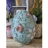 Clayre & Eef Modrá dekorácia vajíčko zdobené kvetmi - 21*22*26 cm - Clayre & Eef Clayre & Eef Modrá dekorácia vajíčko zdobené kvetmi - 21*22*26 cm - Clayre & Eef