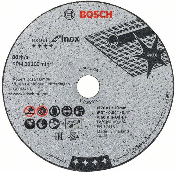 Rozbrusovací kotúč Expert for Inox A 60 R INOX BF; 76 mm; 1 mm; 10 mm BOSCH 2608601520
