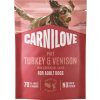 Kapsička pre psov Carnilove Dog Pouch Turkey & Venison 300g morčacie+zverina+jahodové listy Kapsička pre psov Carnilove Dog Pouch Turkey & Venison 300g morčacie+zverina+jahodové listy