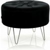 Zamatová taburetka ALIA L - čierna strieborné nohy Zamatová taburetka ALIA L - čierna strieborné nohy