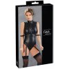 Cottelli Collection Lesklé body s pouty na paže a zipy na prsou a v rozkroku