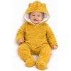 Baby Nellys Kombinézka /overal Minky s kapucňou a uškami - horčica, veľ. 80 Baby Nellys Kombinézka /overal Minky s kapucňou a uškami - horčica, veľ. 80