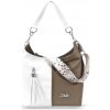 Dámska prešívaná taupe-biela kabelka cez rameno Zellia, módna taška Dámska prešívaná taupe-biela kabelka cez rameno Zellia, módna taška