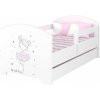 Detská posteľ Oskar Baletka 180x80 cm - Biela - 1x krátka + 1x dlhá zábrana so šuplíkom Detská posteľ Oskar Baletka 180x80 cm - Biela - 1x krátka + 1x dlhá zábrana so šuplíkom