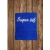 Vyšívaná osuška s nápisom Super šéf Farba osušky: Bledosivá, Farba výšivky: Zlatá Vyšívaná osuška s nápisom Super šéf Farba osušky: Bledosivá, Farba výšivky: Zlatá