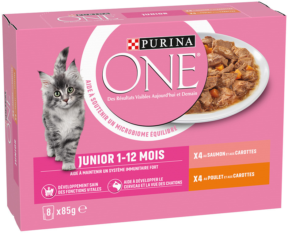 PURINA ONE Junior kuracie a losos 8 x 85 g