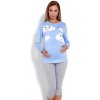 Be MaaMaa tehotenské dojčiace 3/4 pyžamo mráčky modré