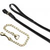 Equestro Vodítko s retiazkou Brass ro kožené čierne