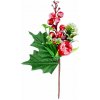 Vetvička MagicHome Vianoce, s bobuľkami a jabĺčkom, červená, efekt mrazu, 22 cm Vetvička MagicHome Vianoce, s bobuľkami a jabĺčkom, červená, efekt mrazu, 22 cm