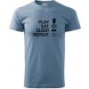 Eat sleep play - šach - Klasické pánske tričko vyššej gramáže - L ( Denim ) Eat sleep play - šach - Klasické pánske tričko vyššej gramáže - L ( Denim )